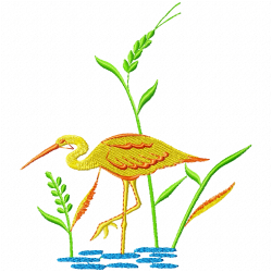 Egret Embroidery Design 1